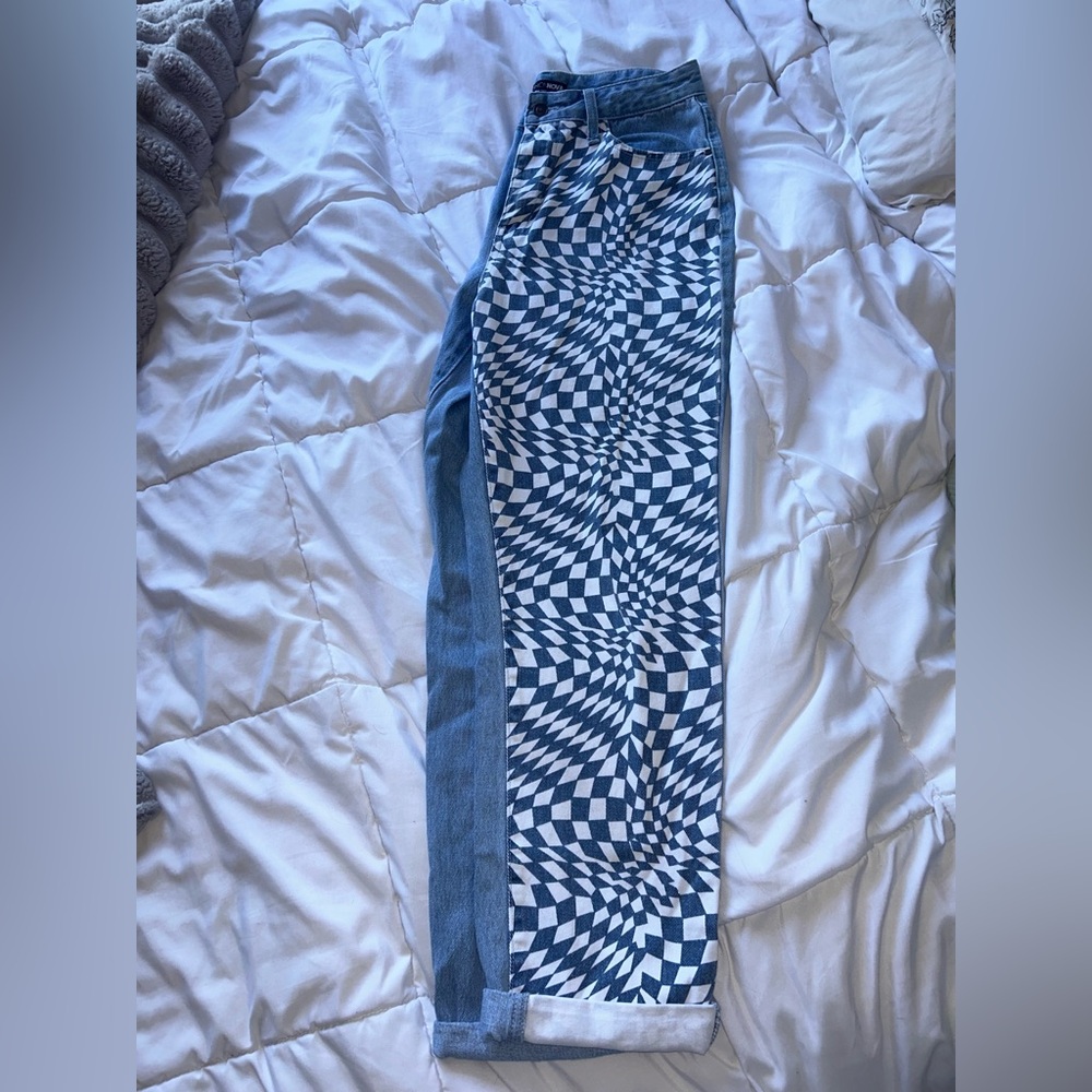 Blue Checkered Women's Jeans